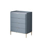Cómoda de almacenamiento de piedra vertical Glam para dormitorio, cómoda de 16 "de ancho con patas de metal