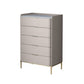 Cómoda de almacenamiento de piedra vertical Glam para dormitorio, cómoda de 16 "de ancho con patas de metal