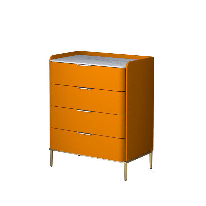Cómoda de almacenamiento de piedra vertical Glam para dormitorio, cómoda de 16 "de ancho con patas de metal