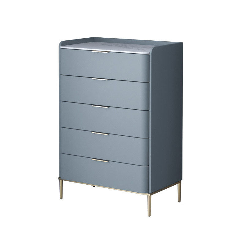 Cómoda de almacenamiento de piedra vertical Glam para dormitorio, cómoda de 16 "de ancho con patas de metal