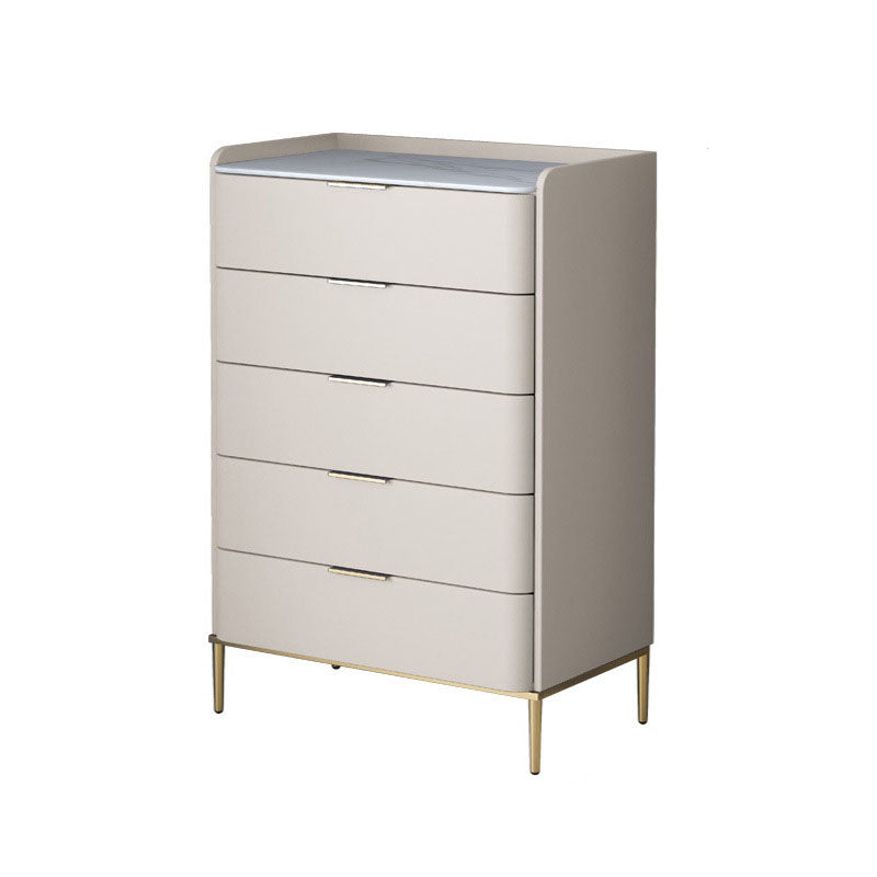 Cómoda de almacenamiento de piedra vertical Glam para dormitorio, cómoda de 16 "de ancho con patas de metal