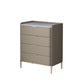 Cómoda de almacenamiento de piedra vertical Glam para dormitorio, cómoda de 16 "de ancho con patas de metal