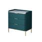 Cómoda de almacenamiento de piedra vertical Glam para dormitorio, cómoda de 16 "de ancho con patas de metal