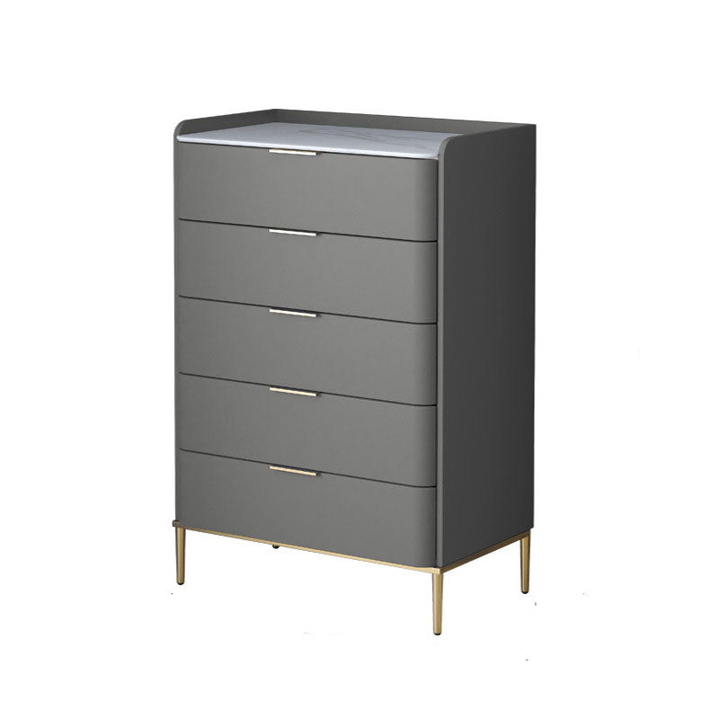 Cómoda de almacenamiento de piedra vertical Glam para dormitorio, cómoda de 16 "de ancho con patas de metal