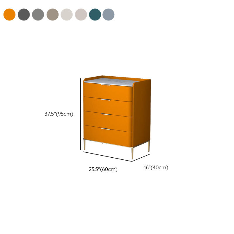 Cómoda de almacenamiento de piedra vertical Glam para dormitorio, cómoda de 16 "de ancho con patas de metal