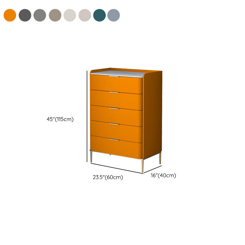 Cómoda de almacenamiento de piedra vertical Glam para dormitorio, cómoda de 16 "de ancho con patas de metal