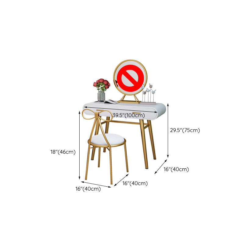 Weißgold -Make -up -Theke mit Schubladen Glama -Waschtisch, 15,74 "breit