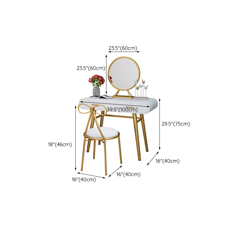 Weißgold -Make -up -Theke mit Schubladen Glama -Waschtisch, 15,74 "breit