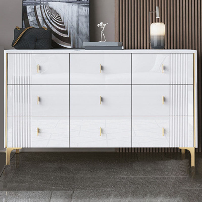 Vertical Glam Stone Storage Chest Bedroom Chest with Metal Legs 63"L x 16"W x 32"H White Clearhalo 'Bedroom Furniture' 'Dressers & Chests' 'dressers_chests' 'furn' 'furn_dressers_chests' 'Furniture' 6440337