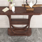 Solid Wood Half Moon Accent Table 2-shelf 33.46" Tall Console Table