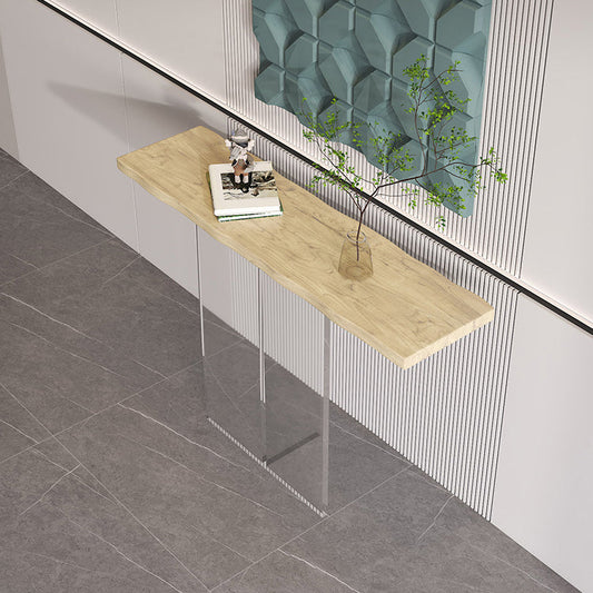 Solid Wood Console Table 31.5" Tall Rectangle End Table with Acrylic Leg