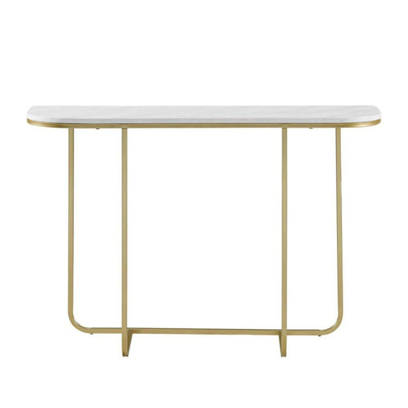 Mesa de consola de media luna de mármol Mesa de acento moderna de 1 estante para Hall