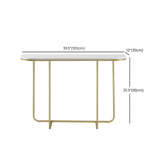 Marble Half Moon Console Table Modern 1-shelf Accent Table for Hall