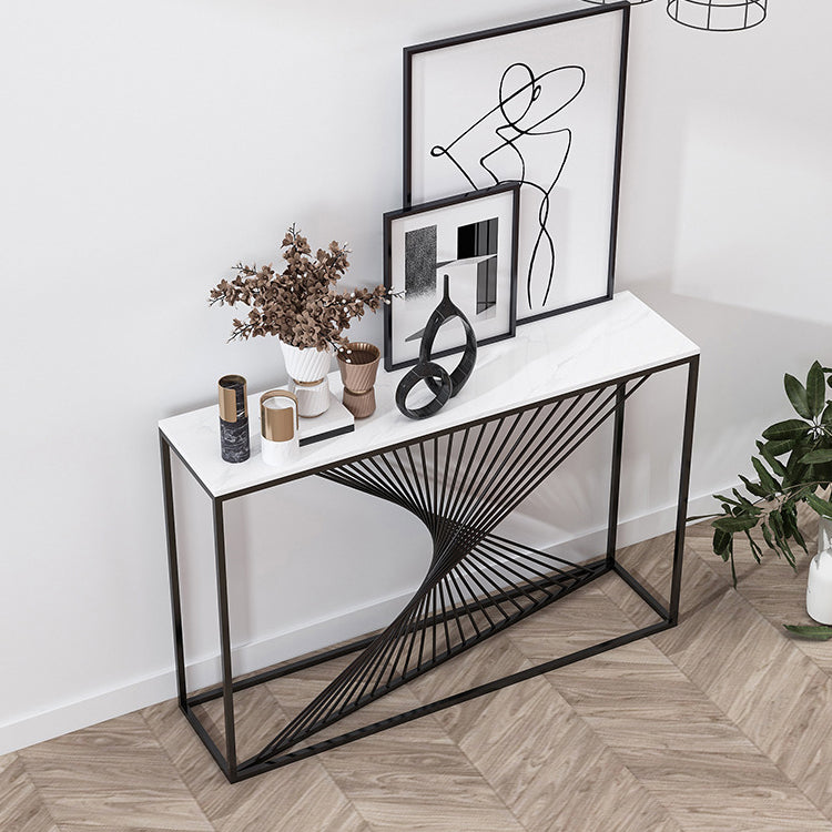 Marble Modern Console Table 11.81-inch Wide Rectangle Accent Table Clearhalo 'Console Tables' 'console_tables' 'Entry & Mudroom Furniture' 'furn' 'furn_console_tables' 'Furniture' 6440458