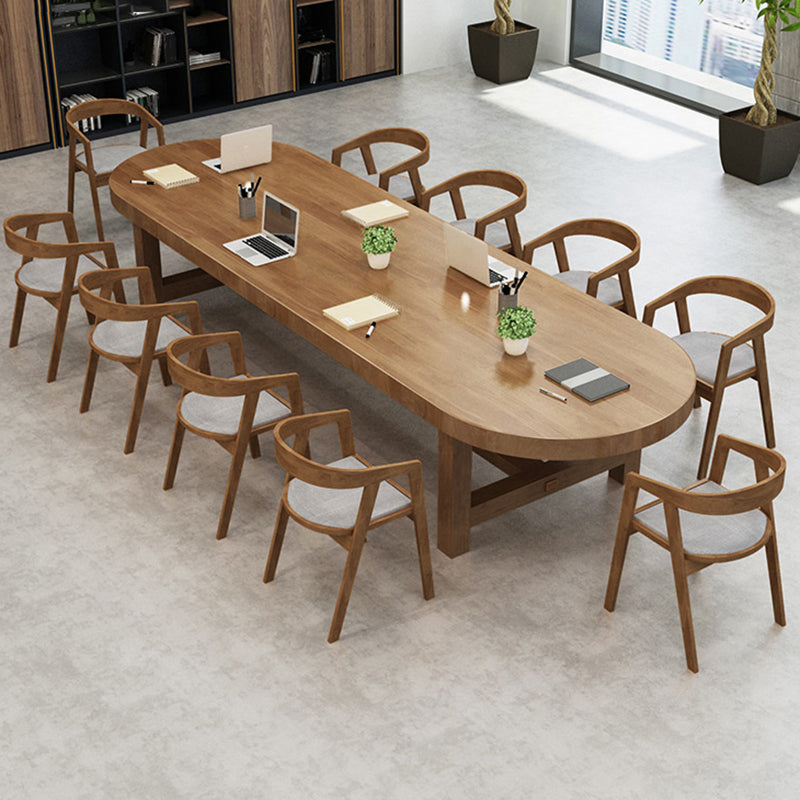 29.25 Inch H Solid Wood Office Desk Modern Oval Writing Desk 70.9"L x 31.5"W x 29.5"H Clearhalo 'furn' 'furn_office_desk' 'Furniture' 'Office Desks' 'Office Furniture' 'office_desk' 6446436