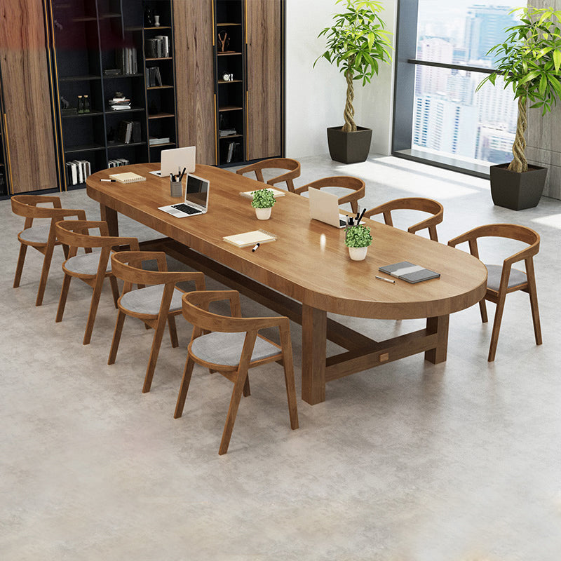 29.25 Inch H Solid Wood Office Desk Modern Oval Writing Desk Clearhalo 'furn' 'furn_office_desk' 'Furniture' 'Office Desks' 'Office Furniture' 'office_desk' 6446437