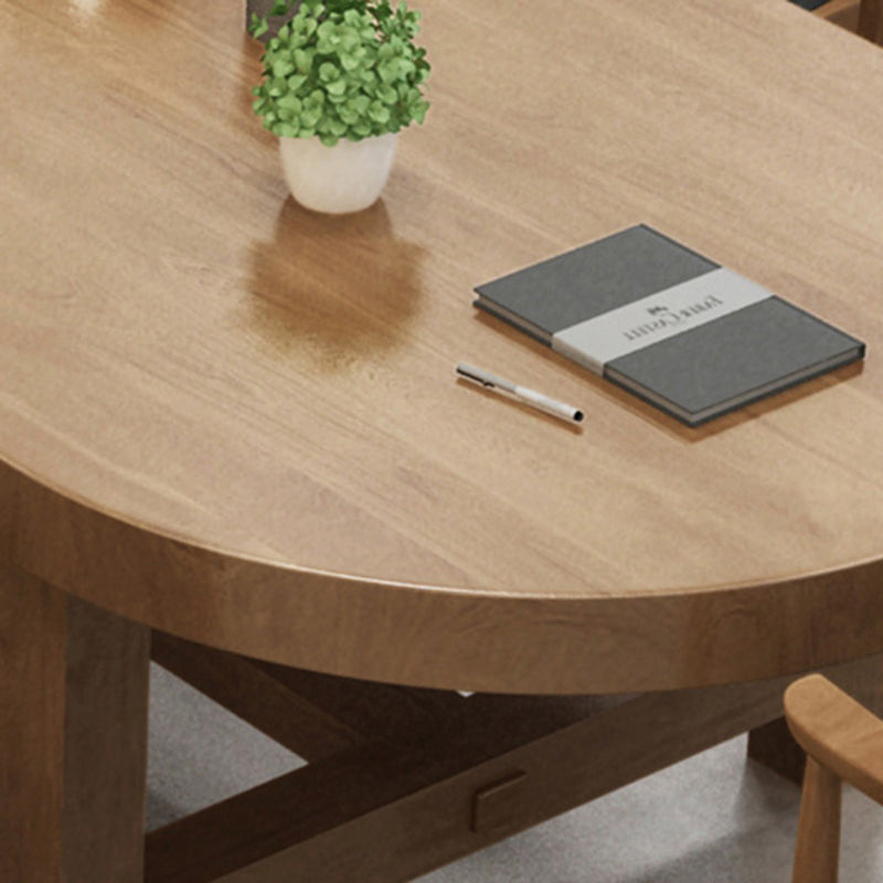 29.25 Inch H Solid Wood Office Desk Modern Oval Writing Desk Clearhalo 'furn' 'furn_office_desk' 'Furniture' 'Office Desks' 'Office Furniture' 'office_desk' 6446441