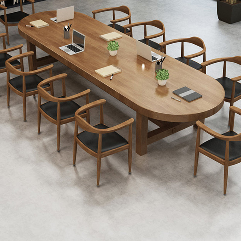 29.25 Inch H Solid Wood Office Desk Modern Oval Writing Desk Clearhalo 'furn' 'furn_office_desk' 'Furniture' 'Office Desks' 'Office Furniture' 'office_desk' 6446445