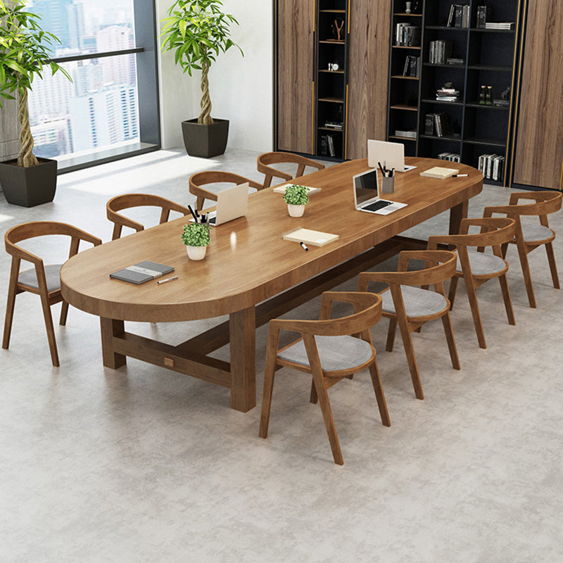 29.25 Inch H Solid Wood Office Desk Modern Oval Writing Desk Clearhalo 'furn' 'furn_office_desk' 'Furniture' 'Office Desks' 'Office Furniture' 'office_desk' 6446446