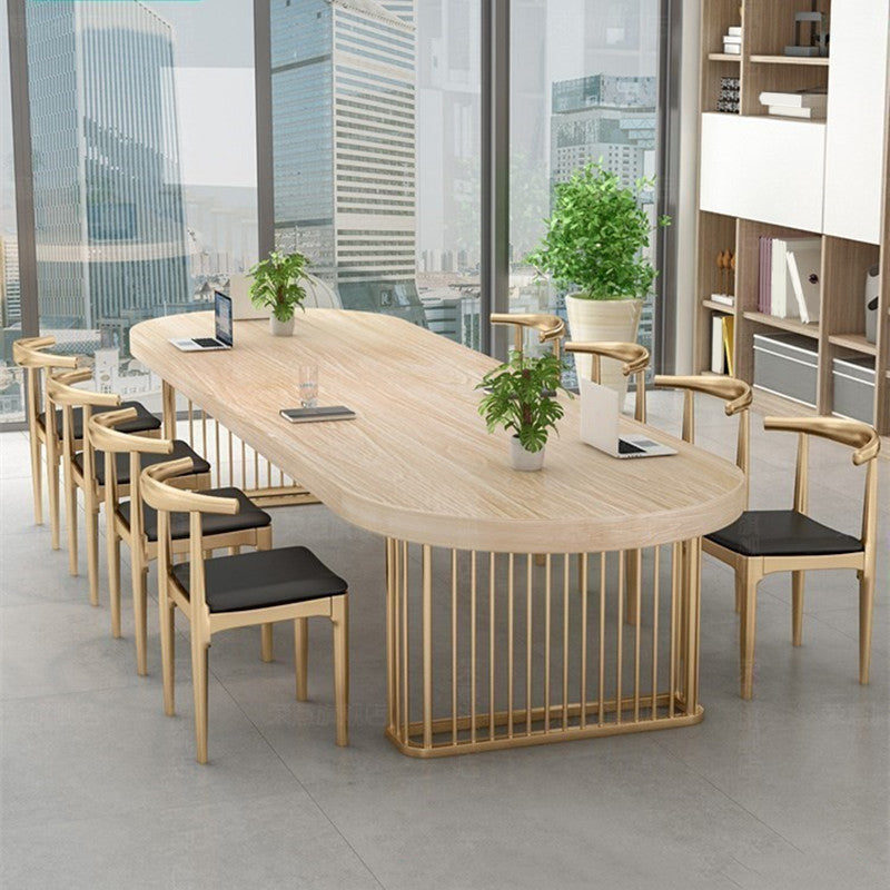 29.25-inch Height Industrial Writing Desk Oval Solid Wood Office Desk 70.9"L x 31.5"W x 29.5"H Clearhalo 'furn' 'furn_office_desk' 'Furniture' 'Office Desks' 'Office Furniture' 'office_desk' 6446453