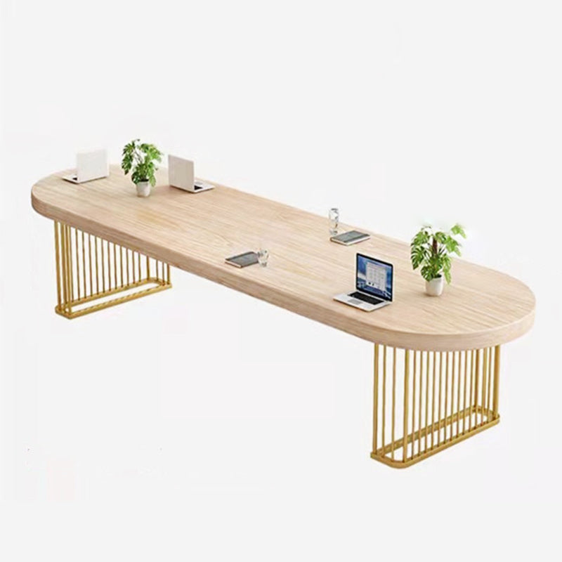 29.25-inch Height Industrial Writing Desk Oval Solid Wood Office Desk 51.2"L x 27.6"W x 29.5"H Clearhalo 'furn' 'furn_office_desk' 'Furniture' 'Office Desks' 'Office Furniture' 'office_desk' 6446454