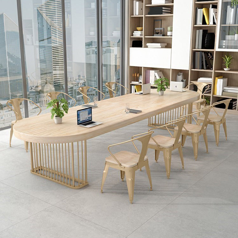 29.25-inch Height Industrial Writing Desk Oval Solid Wood Office Desk 59.1"L x 27.6"W x 29.5"H Clearhalo 'furn' 'furn_office_desk' 'Furniture' 'Office Desks' 'Office Furniture' 'office_desk' 6446455