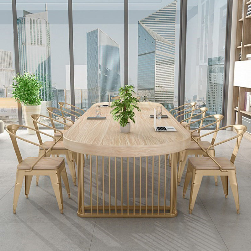 29.25-inch Height Industrial Writing Desk Oval Solid Wood Office Desk Clearhalo 'furn' 'furn_office_desk' 'Furniture' 'Office Desks' 'Office Furniture' 'office_desk' 6446456