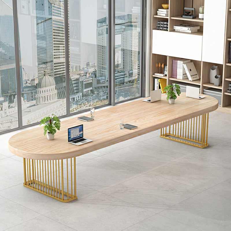29.25-inch Height Industrial Writing Desk Oval Solid Wood Office Desk Clearhalo 'furn' 'furn_office_desk' 'Furniture' 'Office Desks' 'Office Furniture' 'office_desk' 6446463