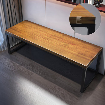 Modern Rectangular Office Desk Solid Wood Writing Desk with Metal Legs 63"L x 27.6"W x 29.5"H Clearhalo 'furn' 'furn_office_desk' 'Furniture' 'Office Desks' 'Office Furniture' 'office_desk' 6446649