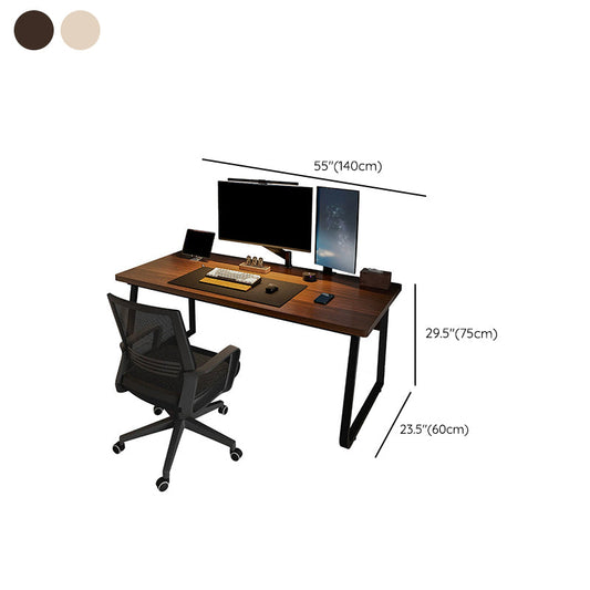 Industrial Curved Computer Desk Antique Finish Office Desk with Metal Legs