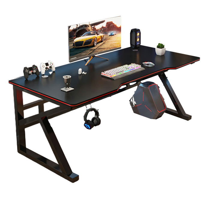 Contemporary Office Desk Antique Finish Gaming Desk with Metal Legs Black Clearhalo 'furn' 'furn_office_desk' 'Furniture' 'Office Desks' 'Office Furniture' 'office_desk' 6446703