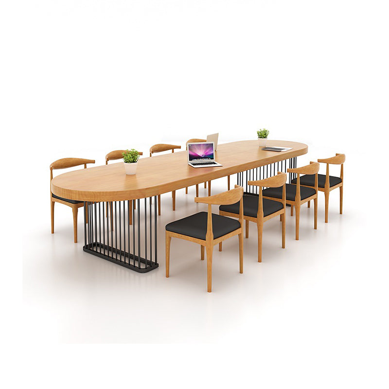 29.25 Inch Height Oval Writing Desk Industrial Solid Wood Office Desk Clearhalo 'furn' 'furn_office_desk' 'Furniture' 'Office Desks' 'Office Furniture' 'office_desk' 6446742