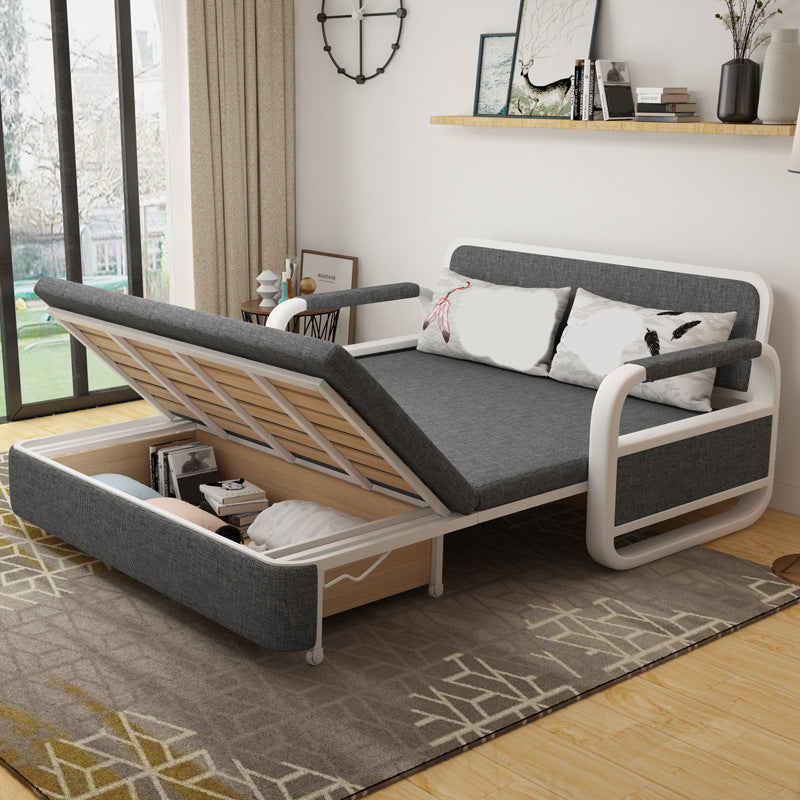 Fabric Square Arms Futon Sleeper Sofa Pillow Included Loveseat Clearhalo 'furn' 'furn_futons' 'Furniture' 'Futons & Daybeds' 'Futons' 'Living Room Furniture' 6447115