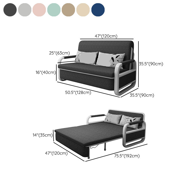 Fabric Square Arms Futon Sleeper Sofa Pillow Included Loveseat Clearhalo 'furn' 'furn_futons' 'Furniture' 'Futons & Daybeds' 'Futons' 'Living Room Furniture' 6447128