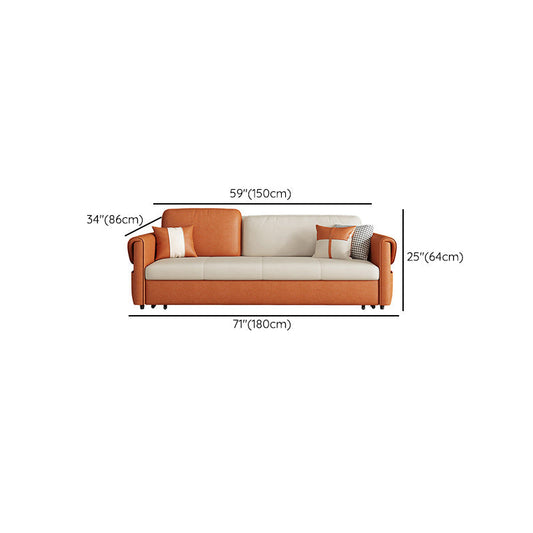 Pillow Included Sofa Futon Square Arms Foldable Cushion Back Sofa Bed with Storage Clearhalo 'furn' 'furn_futons' 'Furniture' 'Futons & Daybeds' 'Futons' 'Living Room Furniture' 6447159