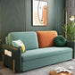 Square Arms Futon Foldable Pillow Included Green Sleeper Sofa with Storage