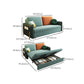 Square Arms Futon Foldable Pillow Included Green Sleeper Sofa with Storage