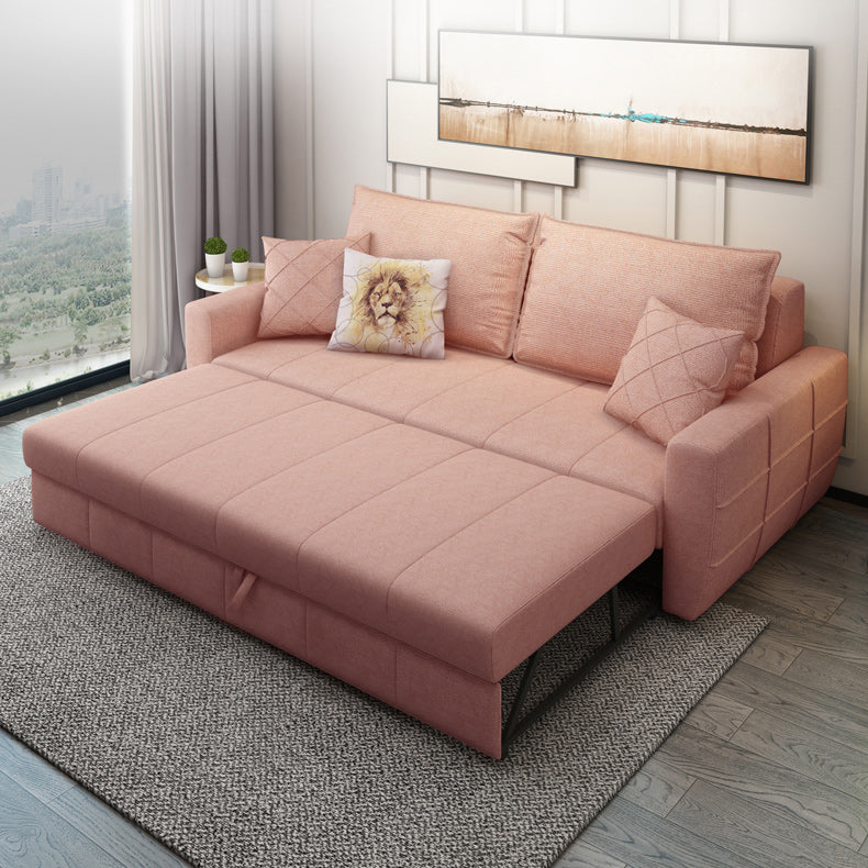 Square Arm Sofa Futon Foldable Pillow Included Cushion Back Sleeper Sofa Cotton Clearhalo 'furn' 'furn_futons' 'Furniture' 'Futons & Daybeds' 'Futons' 'Living Room Furniture' 6447271