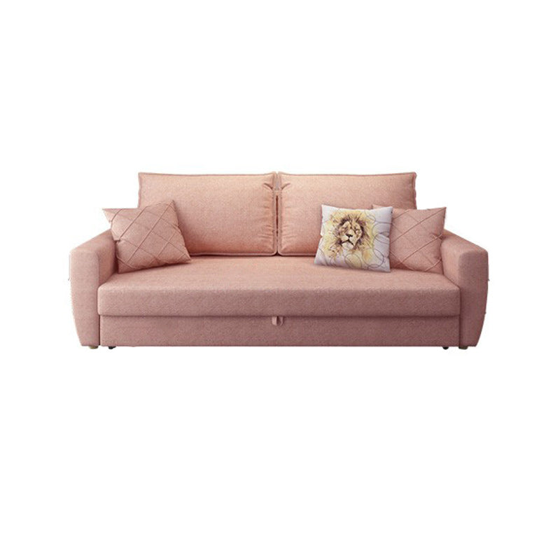 Square Arm Sofa Futon Foldable Pillow Included Cushion Back Sleeper Sofa Clearhalo 'furn' 'furn_futons' 'Furniture' 'Futons & Daybeds' 'Futons' 'Living Room Furniture' 6447280