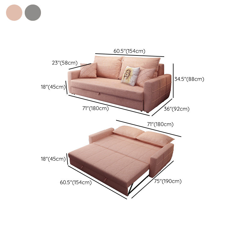 Square Arm Sofa Futon Foldable Pillow Included Cushion Back Sleeper Sofa Clearhalo 'furn' 'furn_futons' 'Furniture' 'Futons & Daybeds' 'Futons' 'Living Room Furniture' 6447284