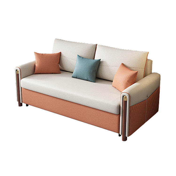 Modern Square Arm Sofa Futon Foldable Pillow Included Loveseat Clearhalo 'furn' 'furn_futons' 'Furniture' 'Futons & Daybeds' 'Futons' 'Living Room Furniture' 6447289