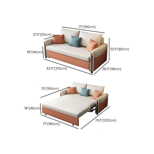 Modern Square Arm Sofa Futon Foldable Pillow Included Loveseat Clearhalo 'furn' 'furn_futons' 'Furniture' 'Futons & Daybeds' 'Futons' 'Living Room Furniture' 6447295