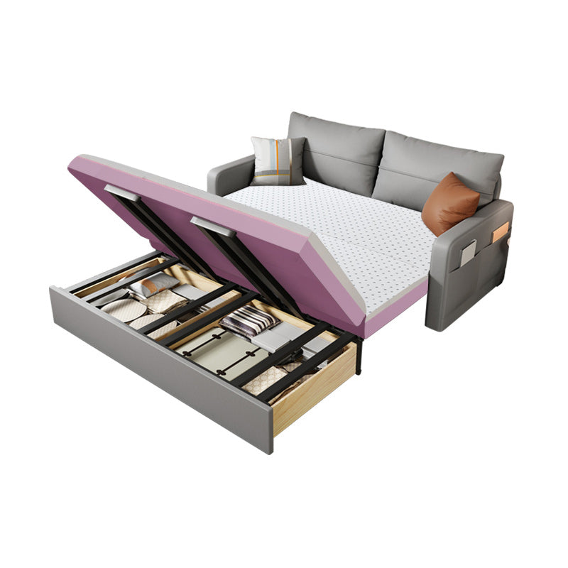 Square Arm Sofa Futon Foldable Pillow Included Futon Sofa Bed