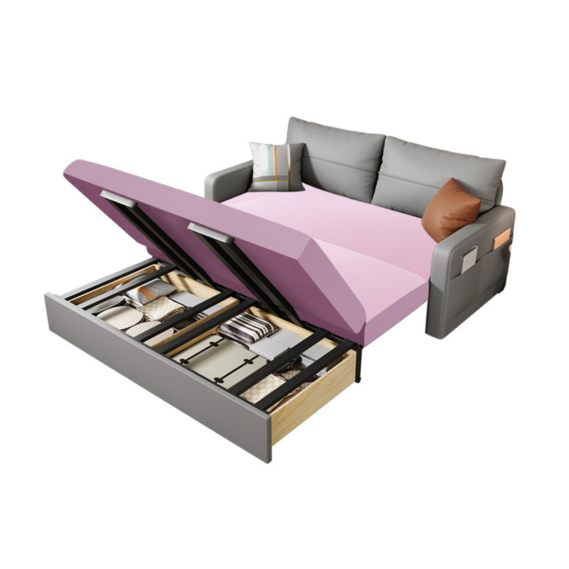 Square Arm Sofa Futon Foldable Pillow Included Futon Sofa Bed