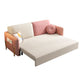Square Arms Futon Foldable Pillow Included Pink Sleeper Sofa with Storage