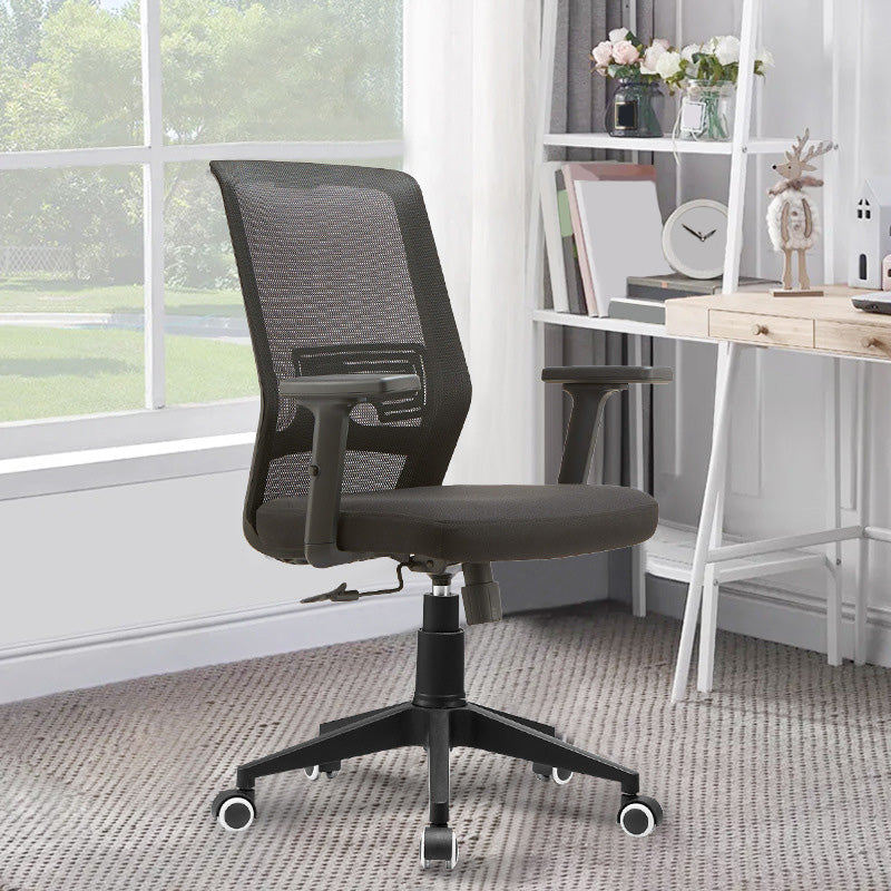 Modern Office Chair Adjustable Seat Height Black Desk Chair with Wheels 1 Piece Clearhalo 'furn' 'furn_office_chair' 'Furniture' 'Office Chairs' 'Office Furniture' 'office_chair' 6447402