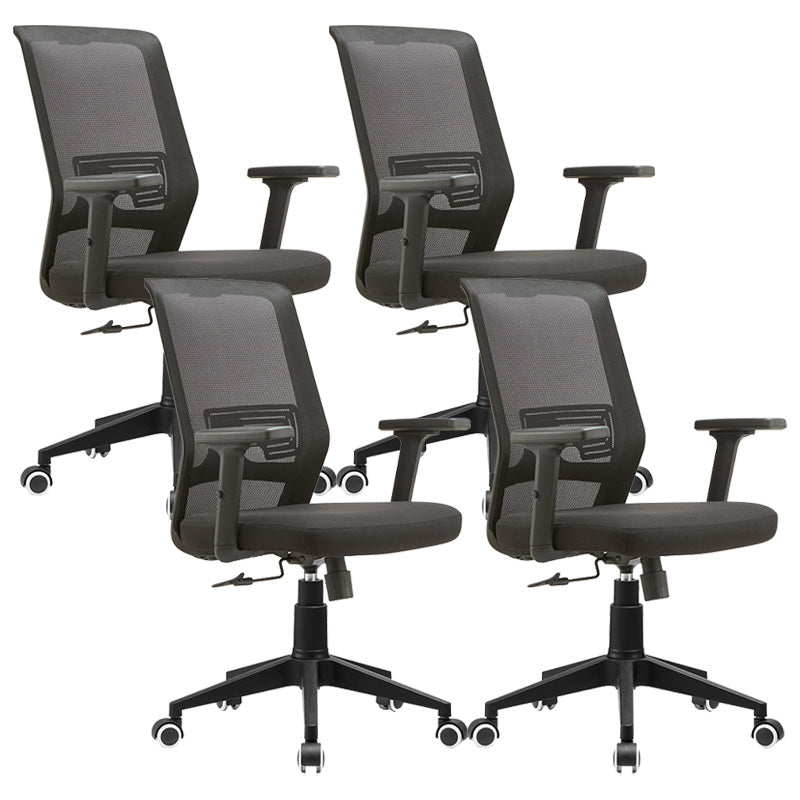 Modern Office Chair Adjustable Seat Height Black Desk Chair with Wheels 4 Piece Set Clearhalo 'furn' 'furn_office_chair' 'Furniture' 'Office Chairs' 'Office Furniture' 'office_chair' 6447404