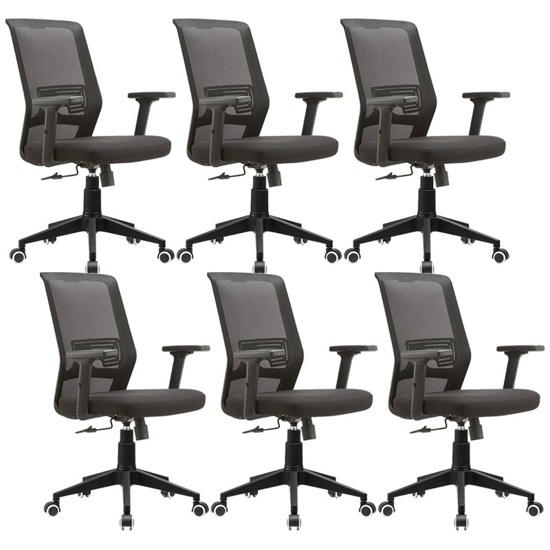 Modern Office Chair Adjustable Seat Height Black Desk Chair with Wheels 6 Piece Set Clearhalo 'furn' 'furn_office_chair' 'Furniture' 'Office Chairs' 'Office Furniture' 'office_chair' 6447406