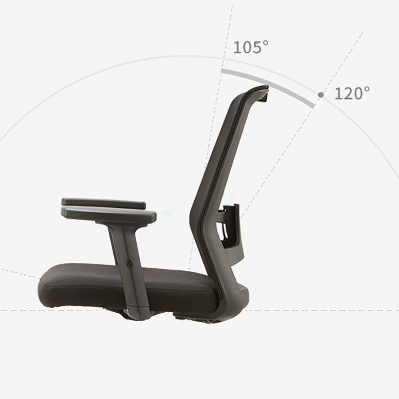 Modern Office Chair Adjustable Seat Height Black Desk Chair with Wheels Clearhalo 'furn' 'furn_office_chair' 'Furniture' 'Office Chairs' 'Office Furniture' 'office_chair' 6447411