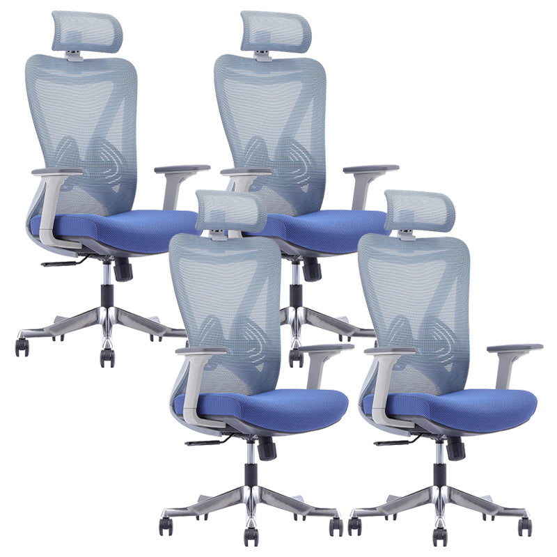 Modern Office Chair Mesh Adjustable Seat Height Desk Chair with Wheels 4 Piece Set Clearhalo 'furn' 'furn_office_chair' 'Furniture' 'Office Chairs' 'Office Furniture' 'office_chair' 6447432